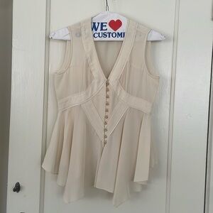 Marchesa Voyage Silk Ivory Tank Top Size 2